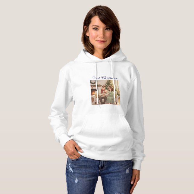 Personalized Child’s First Christmas Hoodie Women T Shirt (Hel framsida)