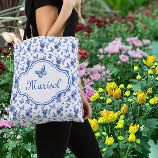 Personalized Chinoiserie Butterflies Flowers Tygkasse
