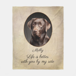 Personalized Chocolate Labrador by My Side Fleecefilt