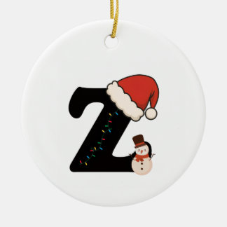 Personalized Christmas Alphabet Letter Z Julgransprydnad Keramik