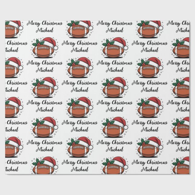 Personalized Christmas American Football Santa     Presentpapper (Platt)
