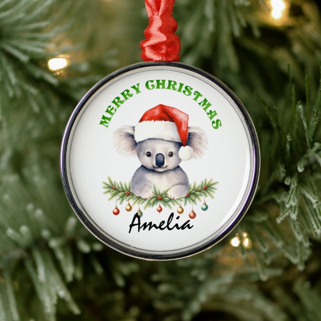 Personalized Christmas Aussie Animals Koala Julgransprydnad Metall (Träd)