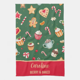 Personalized Christmas Baking Pattern Kökshandduk