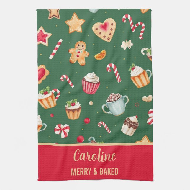 Personalized Christmas Baking Pattern Kökshandduk (Vertikal)