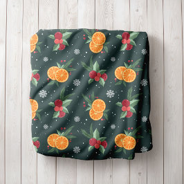 Personalized Christmas Blanket With Oranges Fleecefilt