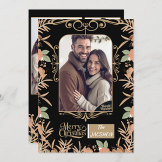 Personalized Christmas Card - Watercolor Floral  Inbjudningar