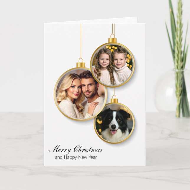 Personalized Christmas Card with Hanging Ornaments Helgkort (Framsida)