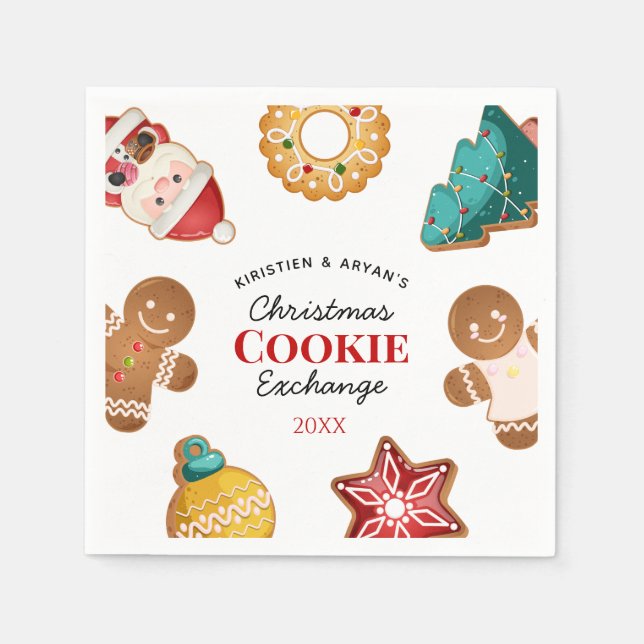 Personalized Christmas Cookie Exchange Gingerbread Pappersservett (Framsidan)