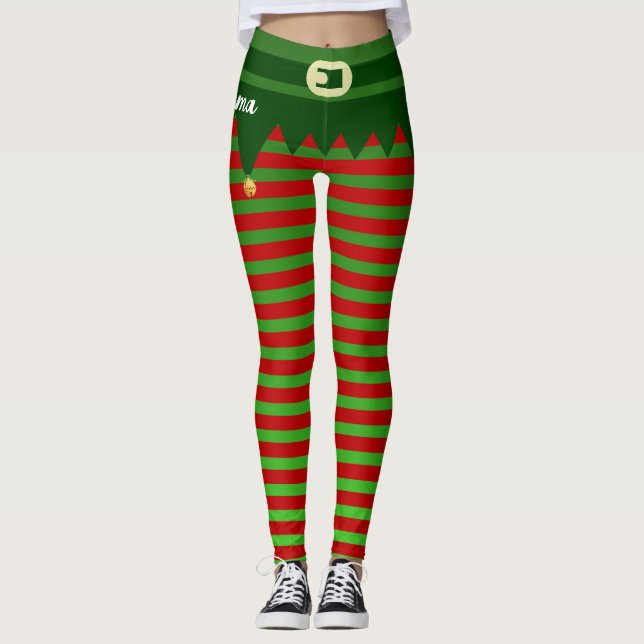 Personalized Christmas Elf Costume Leggings (Framsida)
