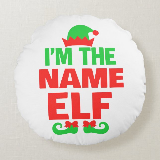Personalized Christmas Elf Rund Kudde (Framsidan)