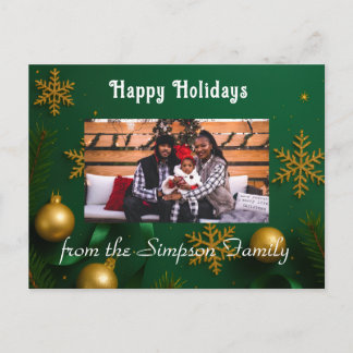 Personalized Christmas Family Photo Postcard Vykort