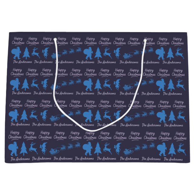 Personalized Christmas Gift Bag - Silhouette Santa (Framsidan)