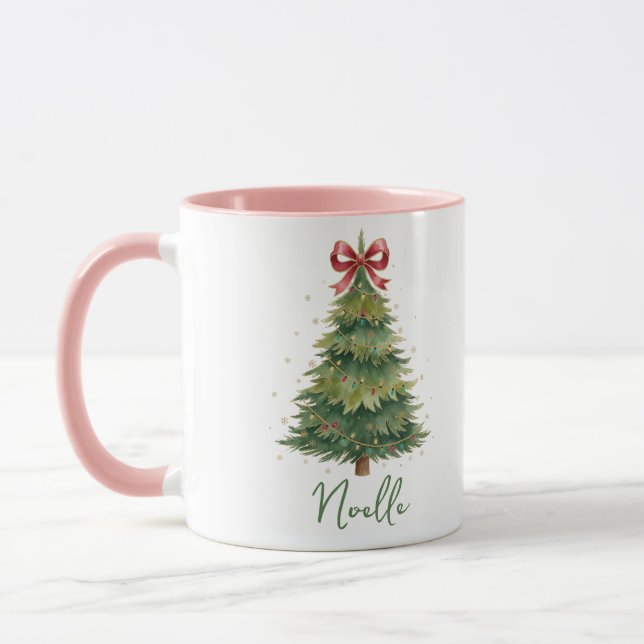 Personalized Christmas Gift -Ribboned Christmas Tr Mugg (Vänster)