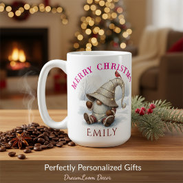 Personalized Christmas Gnome Watercolor Kaffemugg