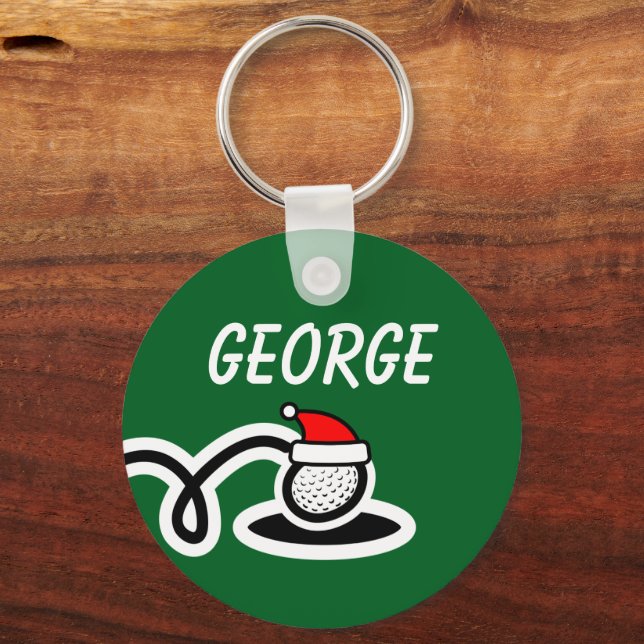 Personalized Christmas golf ball keychain gift Nyckelring (Framsida)