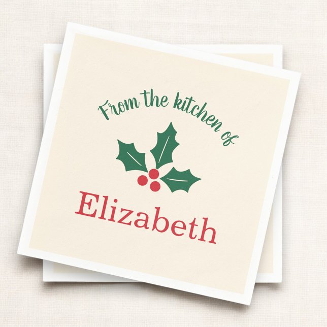 Personalized Christmas Holiday Kitchen Holly Berry Pappersservett (Skapare uppladdad)