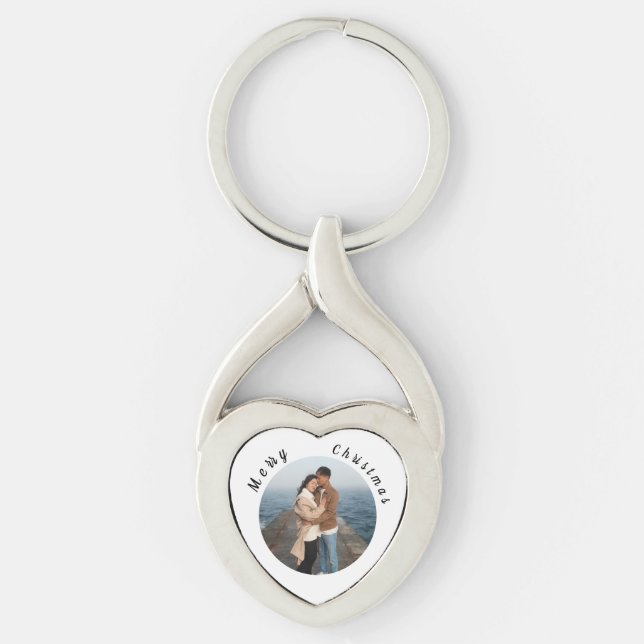Personalized Christmas Keychain Twisted Heart Silverfärgad Nyckelring (Framsidan)