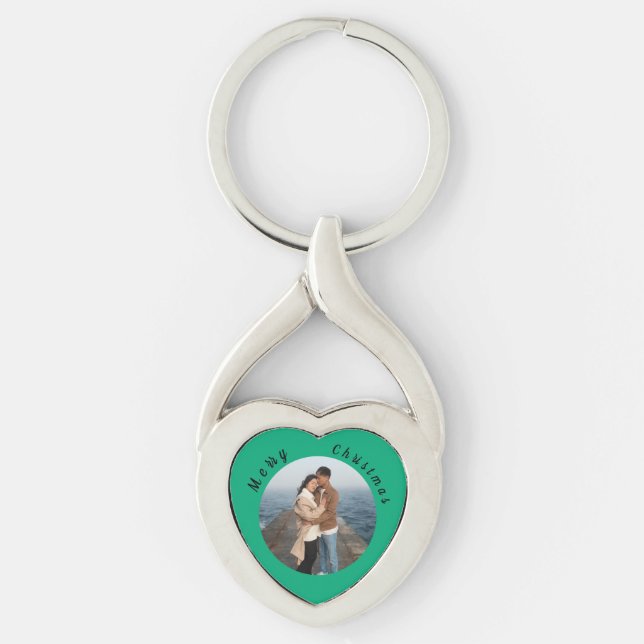 Personalized Christmas Keychain Twisted Heart Silverfärgad Nyckelring (Framsidan)
