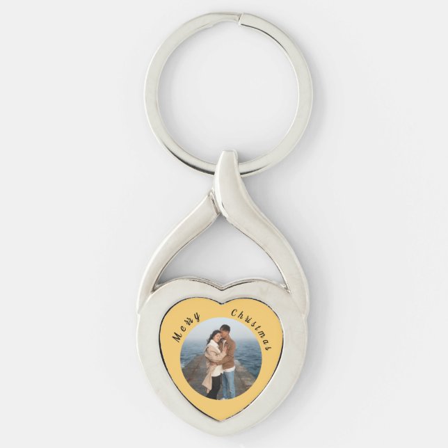 Personalized Christmas Keychain Twisted Heart Silverfärgad Nyckelring (Framsidan)