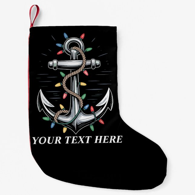 Personalized Christmas Lights Boating Sailing  Liten Julstrumpa (Framsidan)