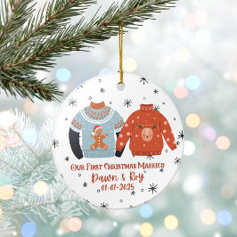Personalized Christmas Married Ornament, Custom  Julgransprydnad Keramik