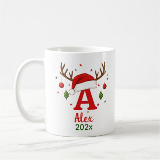 Personalized Christmas Monogram A Santa Hat Kaffemugg