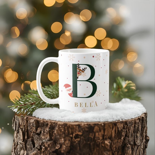 Personalized Christmas Monogram B Mug Kaffemugg (Skapare uppladdad)