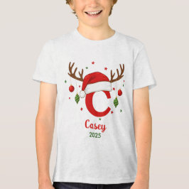 Personalized Christmas Monogram C Santa Hat T Shirt