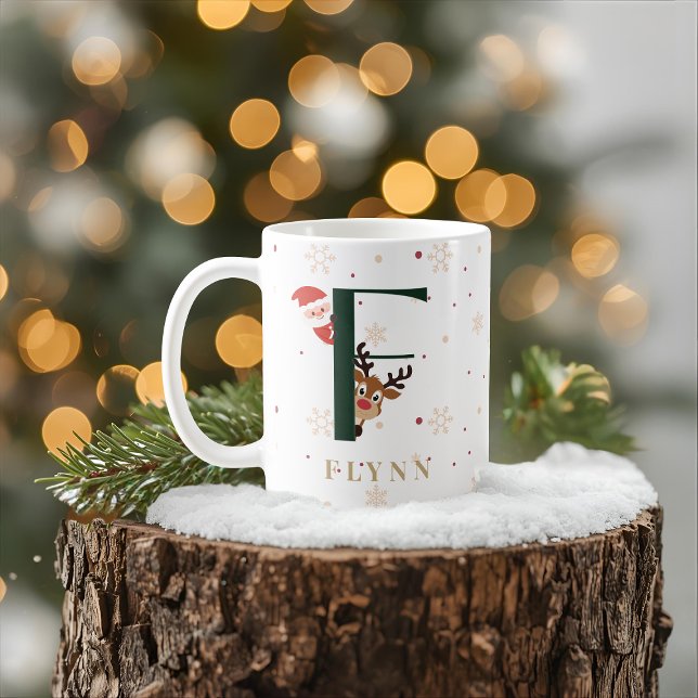 Personalized Christmas Monogram F Mug Kaffemugg (Skapare uppladdad)