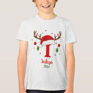 Personalized Christmas Monogram I Santa Hat T Shirt