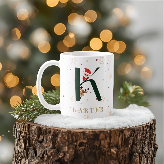 Personalized Christmas Monogram K Mug Kaffemugg (Skapare uppladdad)