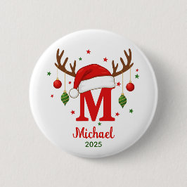 Personalized Christmas Monogram M Santa Hat Knapp
