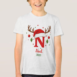 Personalized Christmas Monogram N Santa Hat T Shirt