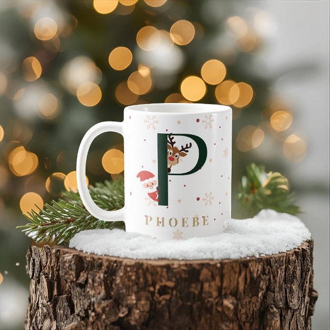 Personalized Christmas Monogram P Mug Kaffemugg (Skapare uppladdad)
