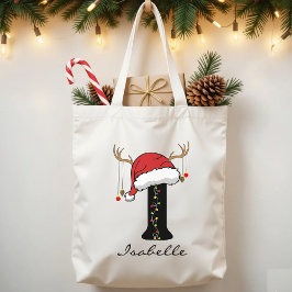 Personalized Christmas Monogram Tote Bag for Her Tygkasse