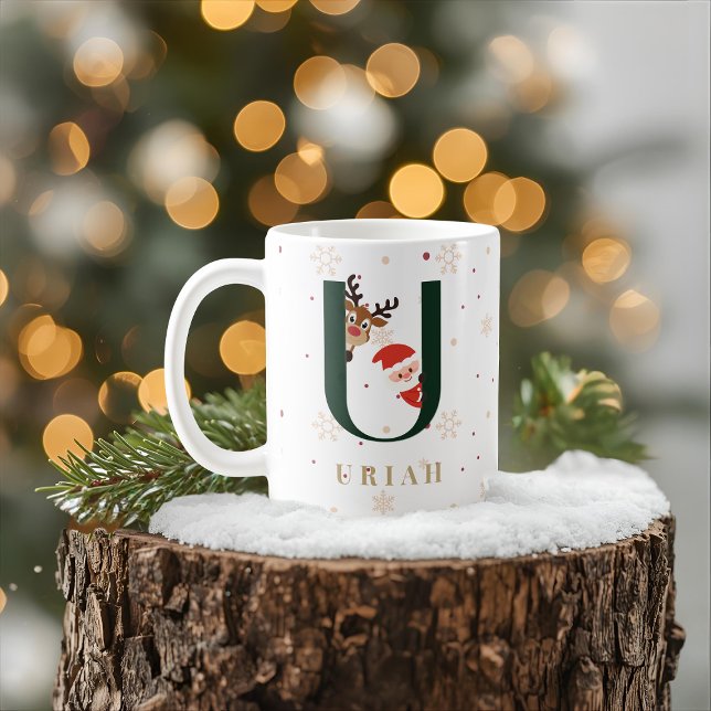 Personalized Christmas Monogram U Mug Kaffemugg (Skapare uppladdad)