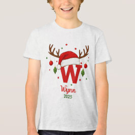 Personalized Christmas Monogram W Santa Hat T Shirt