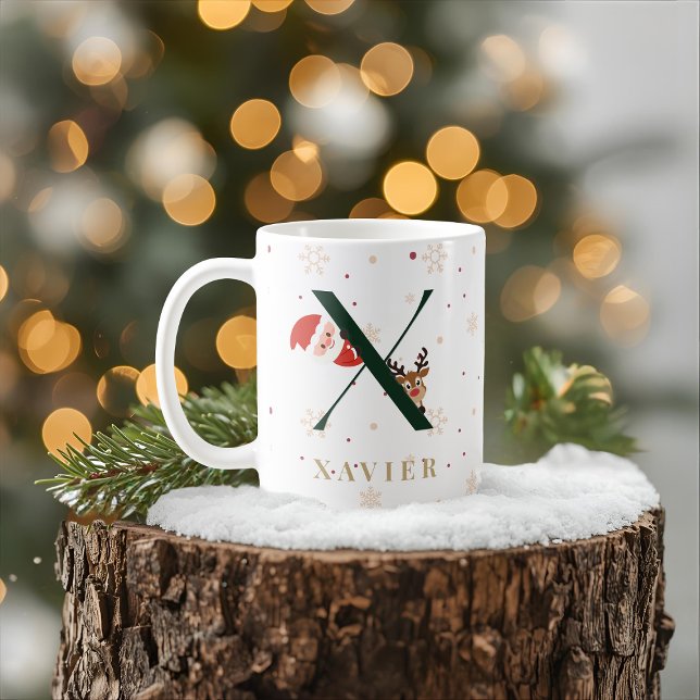 Personalized Christmas Monogram X Mug Kaffemugg (Skapare uppladdad)