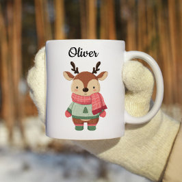 Personalized Christmas Mug With A Cute Reindeer Kaffemugg
