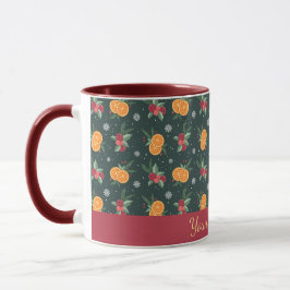 Personalized Christmas Mug with Oranges and Holly Mugg