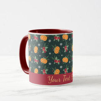 Personalized Christmas Mug with Oranges and Holly Mugg