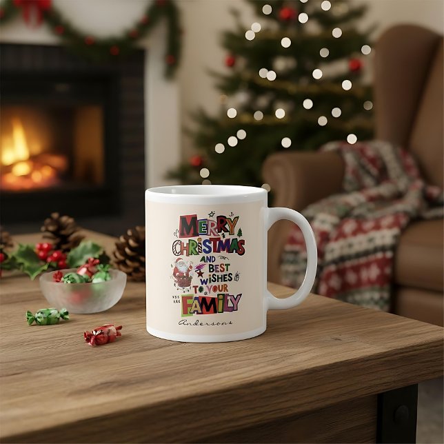 Personalized  christmas mugs red simple modern  jumbo mugg (Skapare uppladdad)