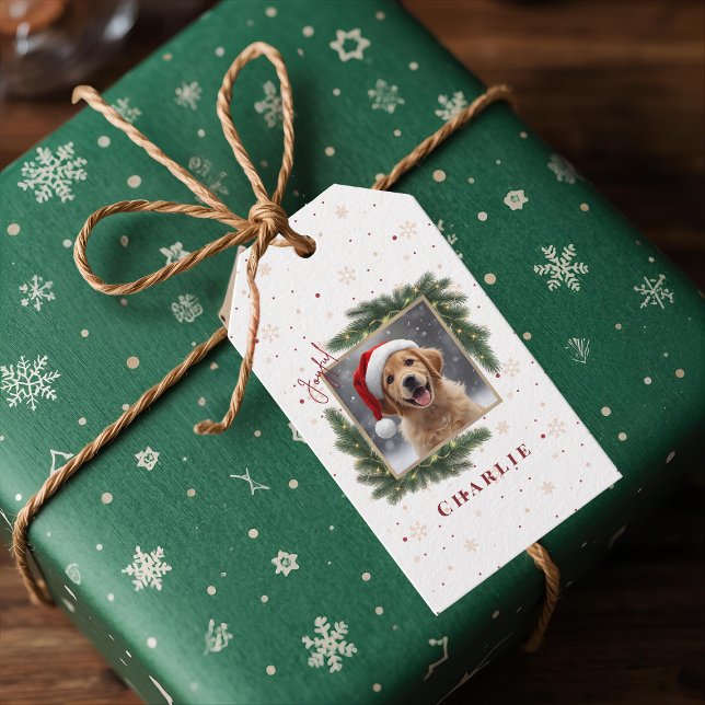 Personalized Christmas Pet Photo – Holiday  Presentetikett (Skapare uppladdad)