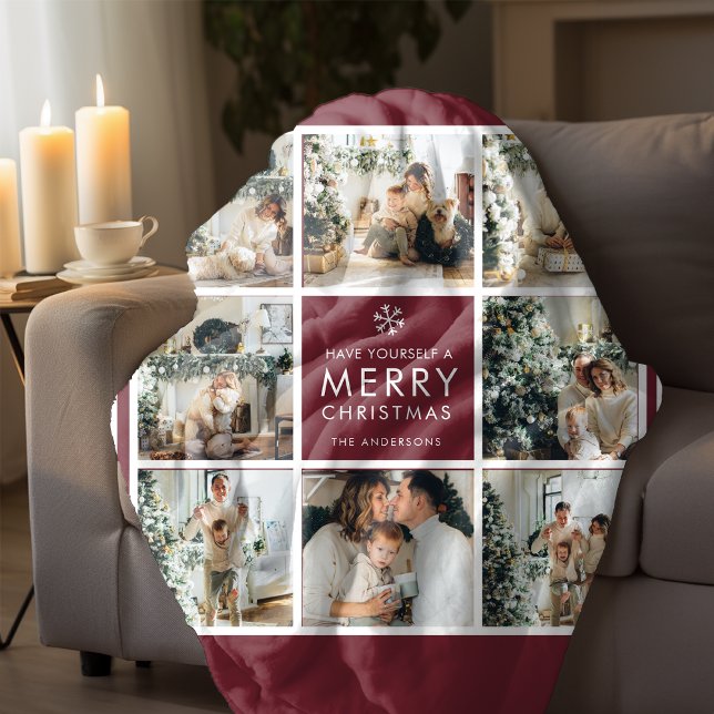 Personalized Christmas Photo Collage  Fleecefilt (Skapare uppladdad)