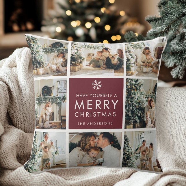 Personalized Christmas Photo Collage  Kudde (Skapare uppladdad)