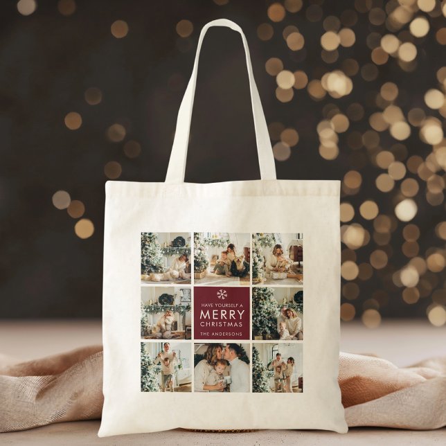 Personalized Christmas Photo Custom Family Gift Tygkasse (Skapare uppladdad)