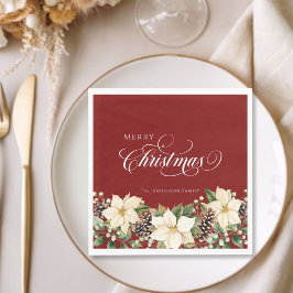 Personalized Christmas Poinsettia Red  Pappersservett