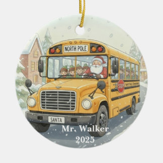 Personalized Christmas School Bus Driver Gift Julgransprydnad Keramik