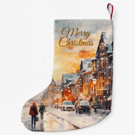 Personalized Christmas Stocking Winter Village Liten Julstrumpa