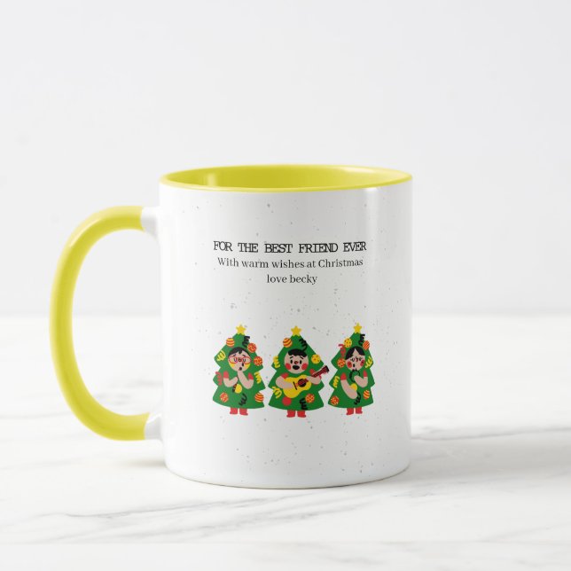 Personalized Christmas Tree  "Best Friend Ever"  Mugg (Vänster)